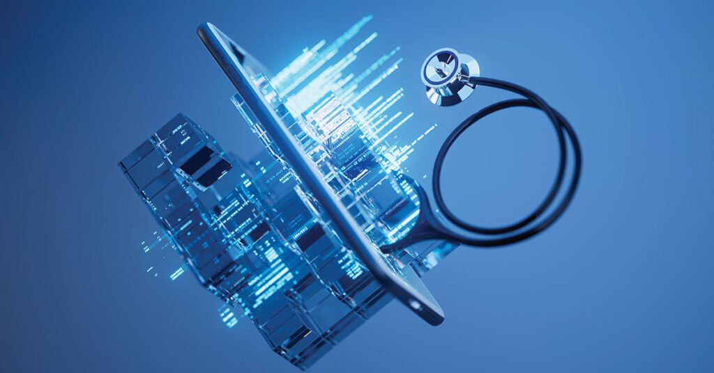 An illustration of the data related to health care facilities and compliance being available directly from a smart device, highlighting the benefits of a Digital Compliance System for Joint Commission and Department of Health Audits